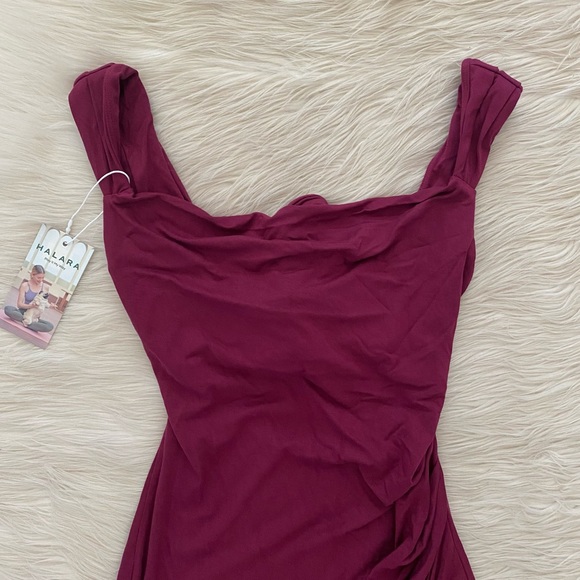 Halara Purple Tie Open Back Sleeveless Lace Up Split Hem Dress Red Violet - Picture 3 of 14